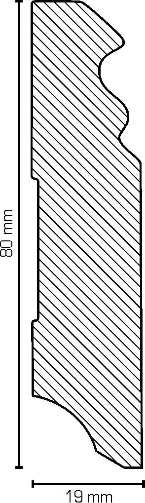 Fußleiste Hamburger Profil, schwarz - 19 x 80mm